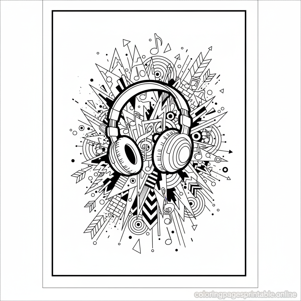 Free printable pop culture coloring page for teens 13-17 - music themes, geometric patterns, trendy design | coloringpagesprintable.online